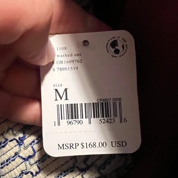 Free People Cream and Blue Jumpsuit with Wide-Leg Design - Picture 6 of 6